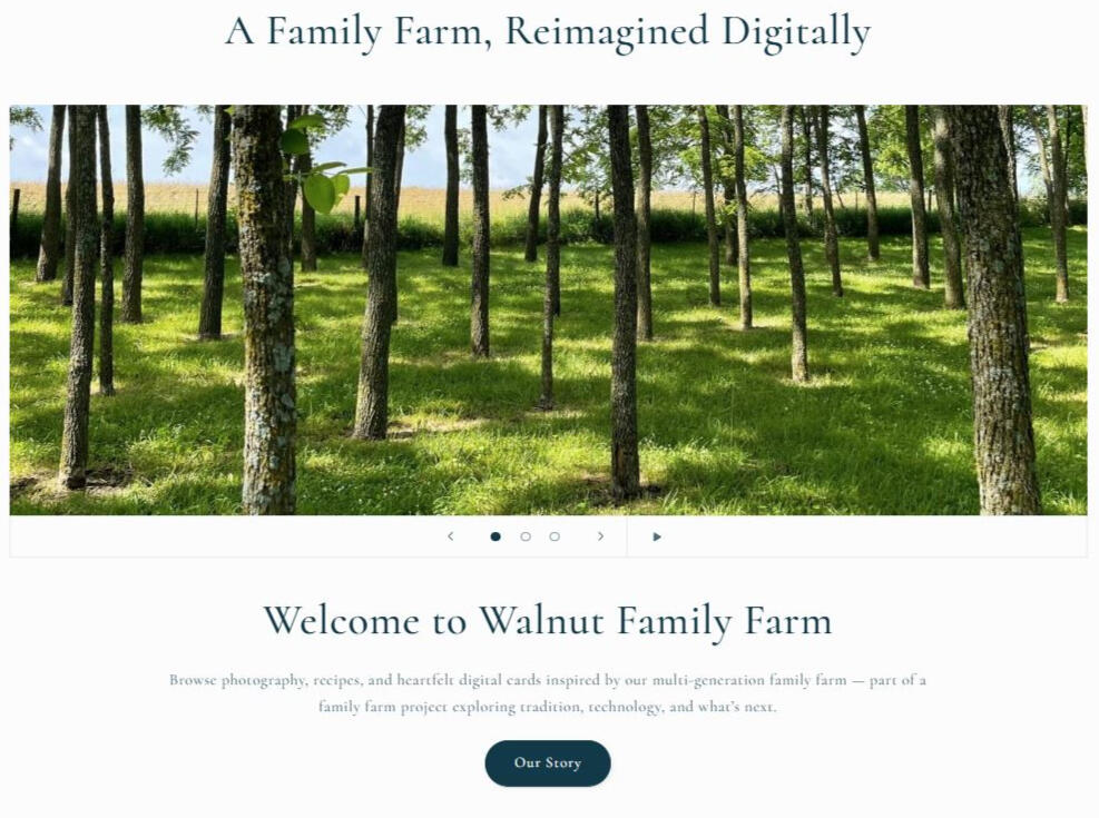 Preview of the Walnut Family Farm home page